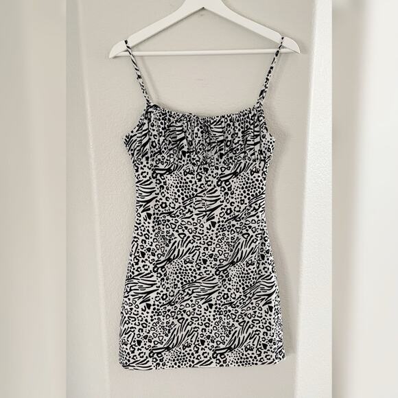 With Jean Boogie Cami Mini Dress In Wild Child Leopard Y2K Size Small Babydoll - Picture 4 of 16